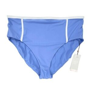 Callia Swim High-Rise Tummy Control Periwinkle Blue White Trim Bottoms XXL NWT